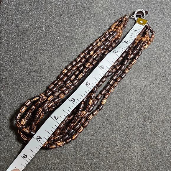 Silpada Retired Palm Wood & Sterling Silver Bead Multi Strand Statement Necklace - Picture 7 of 7